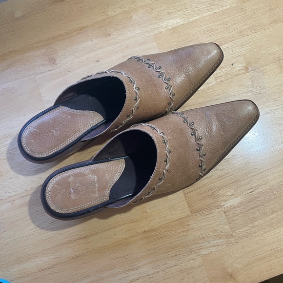 Sonora Western Beige Leather Studded Mules Slides Size 9 - Picture 2 of 9